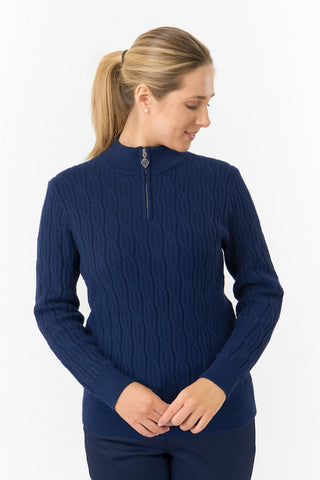 Pure Golf Ladies Sorrell Lined Jumper (Margot Knit) - Navy