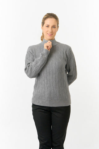 Pure Golf Ladies Sorrell Lined Jumper (Margot Knit) - Charcoal Grey