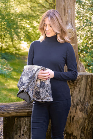 Pure Golf Ladies Sarah Fur Lined Roll Neck - Navy