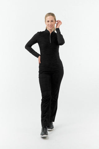 Pure Golf Cove Long Sleeve Zip Top - Black