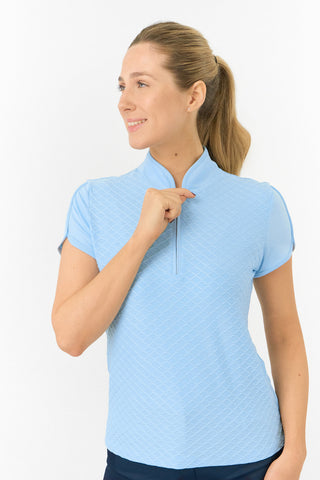 Valley Cap Sleeve Ladies Golf Polo Shirt - Pale Blue