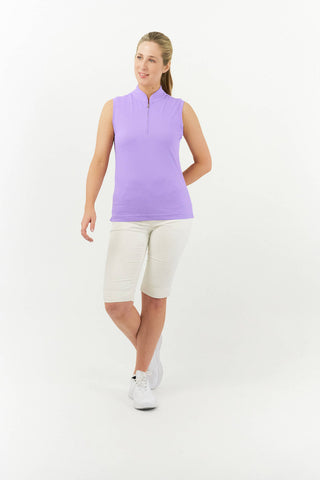 Pure Golf Jasmine Sleeveless Golf Polo Shirt - Deep Lilac