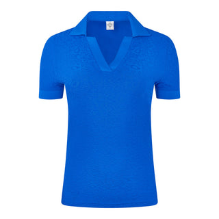 Christy-Jacquard Short Sleeve Polo Shirt - Royal Blue