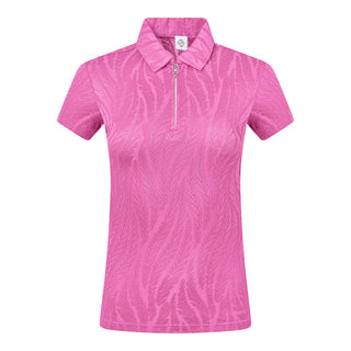 Freya-Jacquard Short Sleeve Ladies Polo Shirt - Azalea