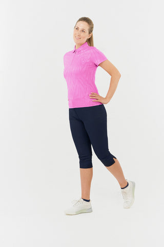 Freya-Jacquard Short Sleeve Ladies Polo Shirt - Azalea