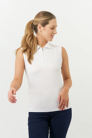 Thrive Ladies Sleeveless Golf Polo Shirts - White