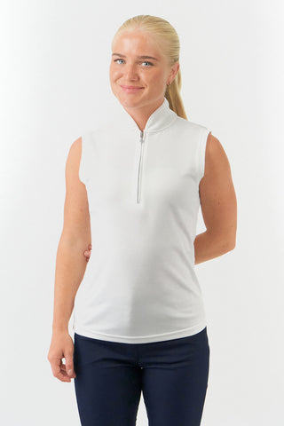 Bloom2 Ladies Sleeveless Polo Shirt - White