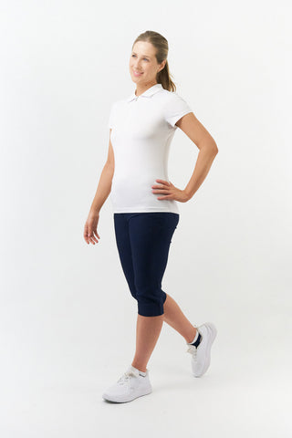 Thrive Cap Sleeve Women's Golf Polo Shirts - White