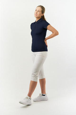 Thrive Cap Sleeve Women's Golf Polo Shirts - Navy