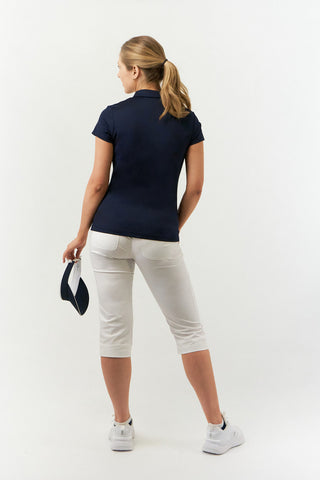 Thrive Cap Sleeve Women's Golf Polo Shirts - Navy