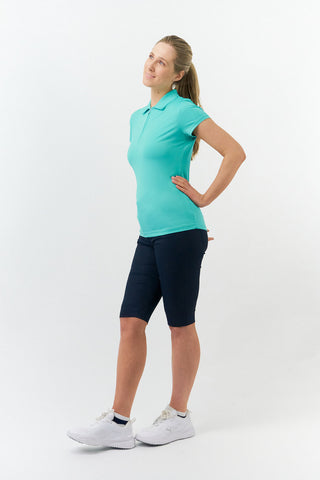 Thrive Cap Sleeve Women's Golf Polo Shirts - Ocean Blue