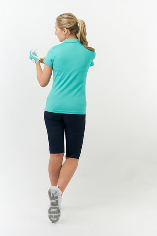 Thrive Cap Sleeve Women's Golf Polo Shirts - Ocean Blue