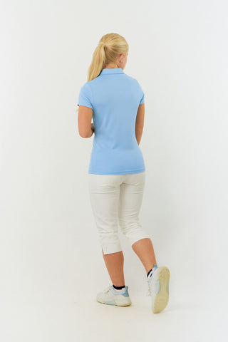 Thrive Cap Sleeve Women's Golf Polo Shirts - Pale Blue