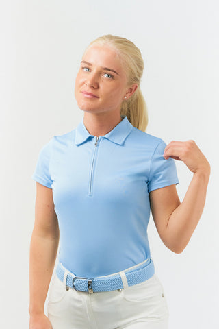 Thrive Cap Sleeve Women's Golf Polo Shirts - Pale Blue