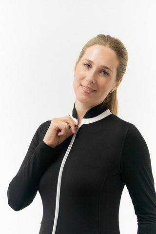 Mist Ladies Golf Full Zipped Mid Layer - Black