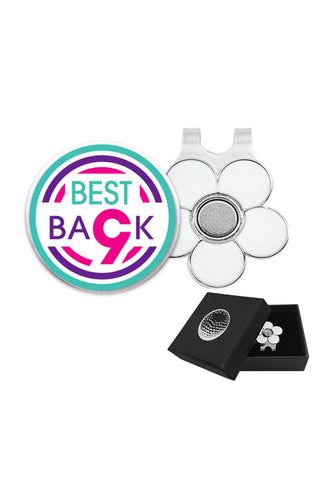 Best Back 9 Ball Marker and Visor Clip in Presentation Gift Box