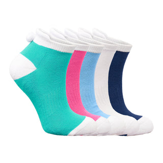 Surprizeshop 5 Pair Pack Of Ladies Pom Pom Golf Socks - Multi Coloured