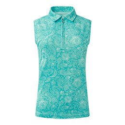 Pure Golf Rise Sleeveless Golf Polo Shirt - Ocean Blue
