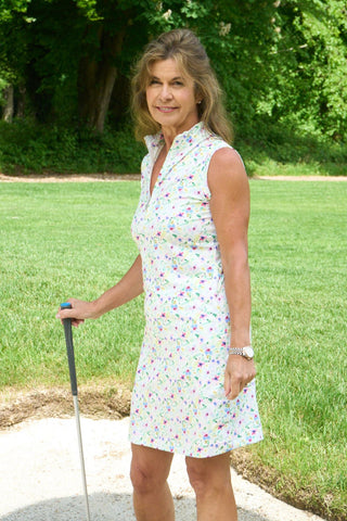 Miley Sleeveless Ladies Golf Dress - Ethereal Bouquet