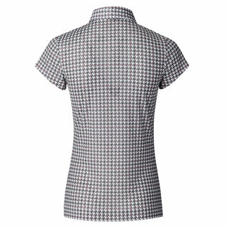 Daily Sports Fay Sheer Mesh Cap Sleeve Polo Shirt - Hound Tooth