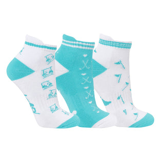 3 Pair Pack Ladies Cushioned Golf Socks - Aqua