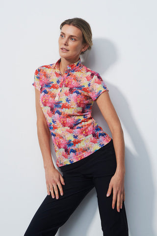 Daily Sports Siena Sheer Mesh Cap Sleeve Polo Shirt - Creative Bloom