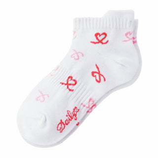Pair Of Heart Ladies White Golf Socks - Daily Sports