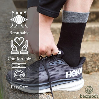 Becmoor Mens Socks (10 Pack) UK8-11 / Breathable Plain/Reinforced heel & toe/Smart Mens Socks/Casual Mens Socks/School Socks/Casual & Work - Black & Grey