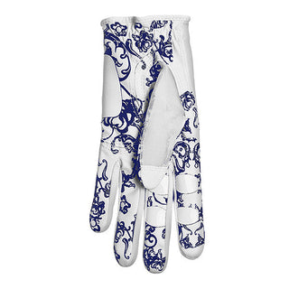 NSCO- Tan Through Synthetic Sun Gloves Floral Gripp - Navy & White