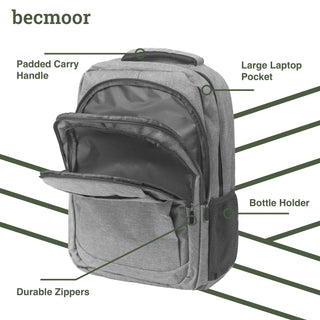 Becmoor Laptop Rucksack/Backpack - Grey