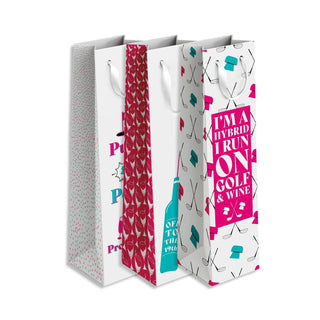 NSCO- Surprizeshop - 3 Pack Golf Themed Wine Bags - Assorted Designs