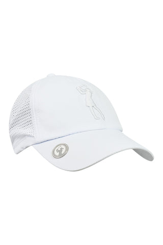 Ladies Vented Golf Cap with Lady Golfer Embroidery - White