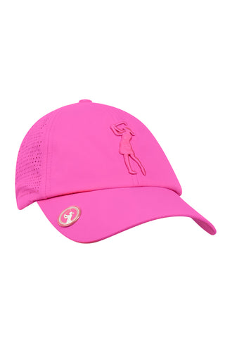Ladies Vented Golf Cap with Lady Golfer Embroidery - Hot Pink