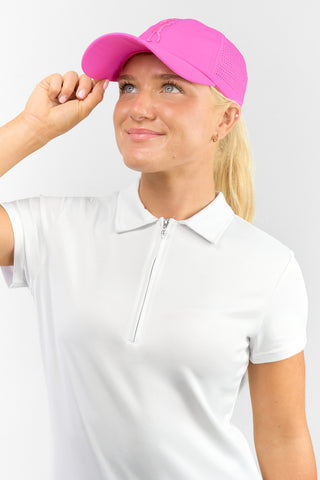 Ladies Vented Golf Cap with Lady Golfer Embroidery - Hot Pink