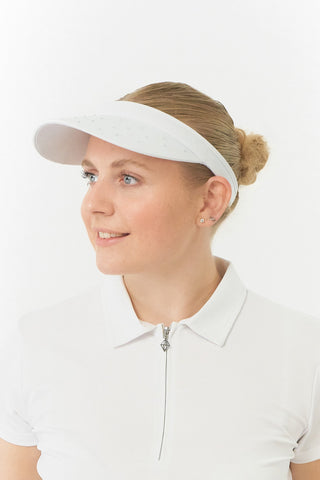 NSCO- Crystal Clip Golf Visor with Ball Marker - White