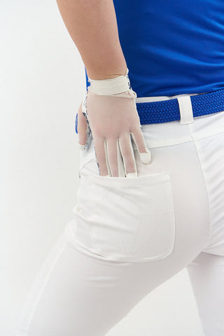 NSCO- Tan Through Synthetic Sun Gloves Floral Gripp - Navy & White