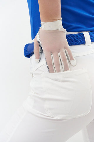 NSCO- Tan Through Synthetic Sun Gloves Floral Gripp - Navy & White