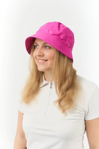 NSCO- Ladies Golf Waterproof Fleece Lined Bucket Rain Hat- Pink