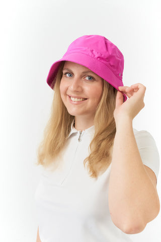 NSCO- Ladies Golf Waterproof Fleece Lined Bucket Rain Hat- Pink