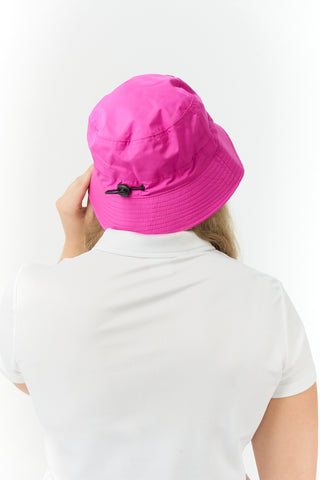 Ladies Golf Waterproof Fleece Lined Bucket Rain Hat- Pink