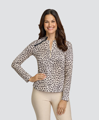 Tail Ladies Marena Long Sleeve Polo - Spotted Cheetah
