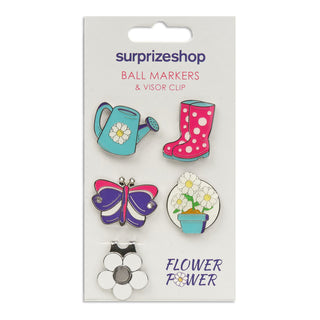 NSCO- Surprizeshop Golf Ball Marker & Visor Clip Set - Flower Power