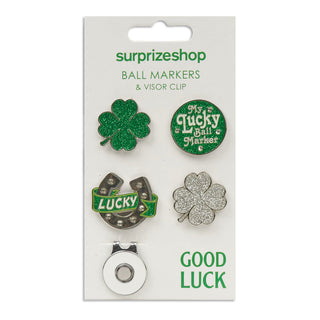 NSCO- Surprizeshop Golf Ball Marker & Visor Clip Set - Good Luck