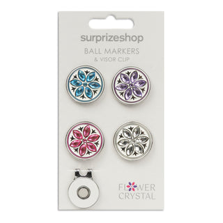 NSCO- Surprizeshop Golf Ball Marker & Visor Clip Set - Flower Crystal