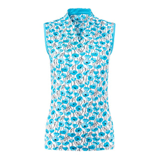 Tail Ladies Golf Chandrina Sleeveless Polo - Playful Poppies