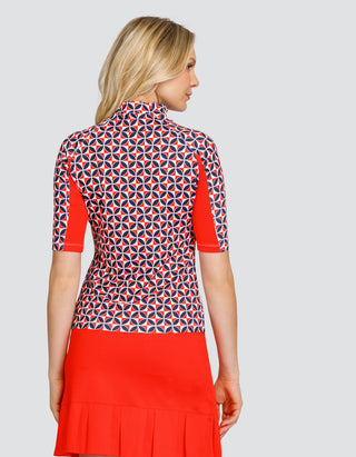 Tail Ladies Khaira Elbow Sleeve Golf Polo - Marina Geo