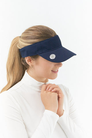 Ladies Velcro Golf Visor With Built-In Ball Marker - Navy
