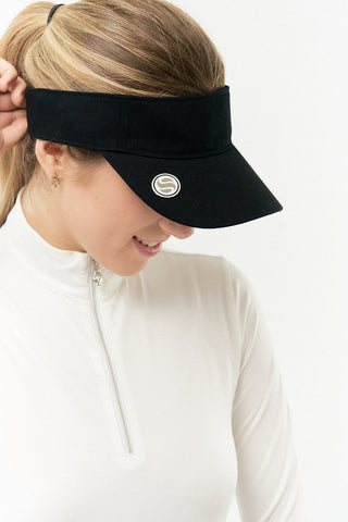 Ladies Velcro Golf Visor With Built-In Ball Marker - Black