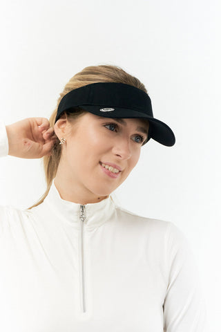 Ladies Velcro Golf Visor With Built-In Ball Marker - Black