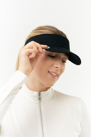 Ladies Velcro Golf Visor With Built-In Ball Marker - Black